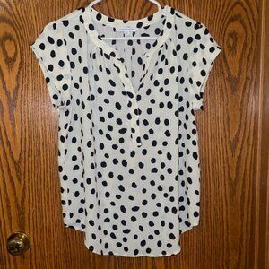 42 Hawthorn Polka Dot Spotted Blouse - Black and Cream Medium